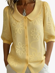 VIDAL BORDEAUX | BLOUSE FLORALE COL ROND POUR FEMMES
