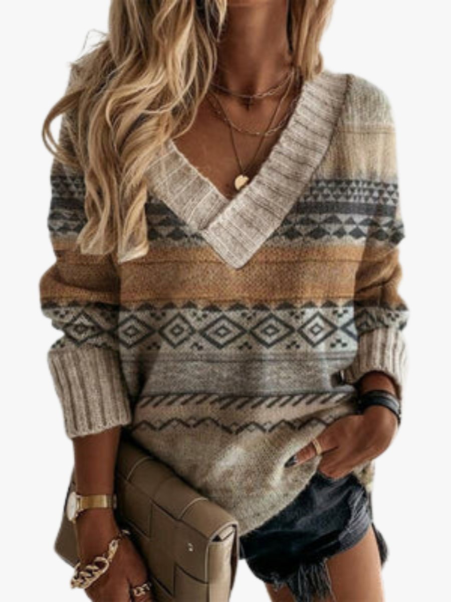 VIDAL BORDEAUX | PULL TRICOT PATCHWORK POUR FEMMES