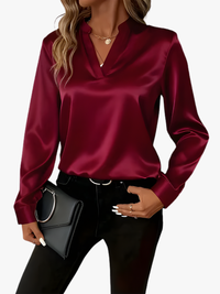VIDAL BORDEAUX | BLOUSE SATINÉE COL V POUR FEMMES