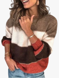 VIDAL BORDEAUX | PULL PATCHWORK RAYÉ POUR FEMMES