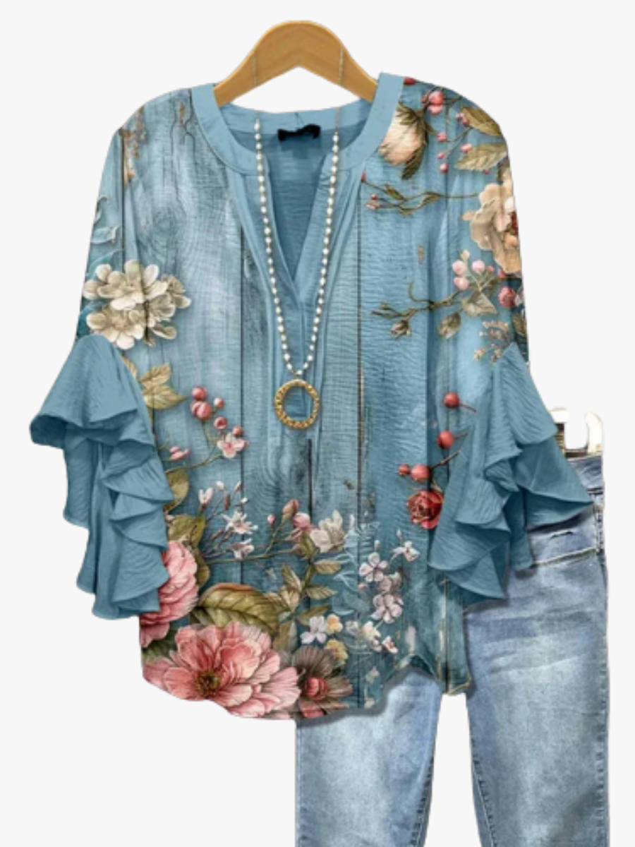 VIDAL BORDEAUX | BLOUSE IMPRIMÉE FLEURS POUR FEMMES