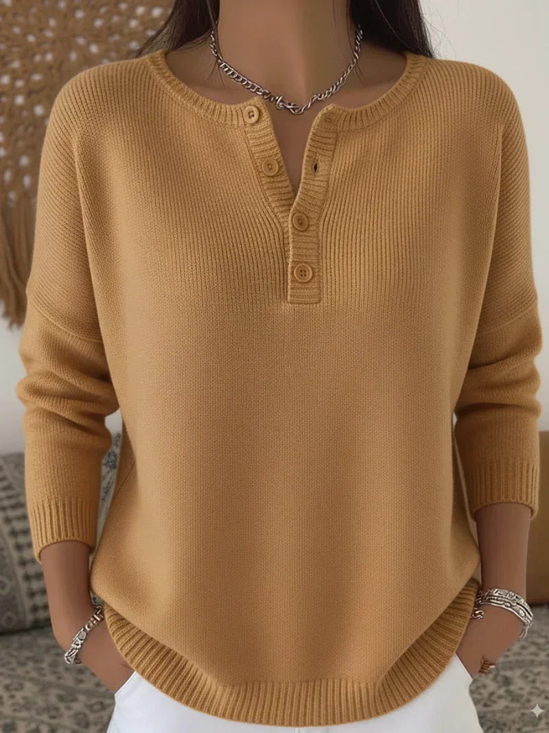 Helena™ | Pull en maille Henley à boutons