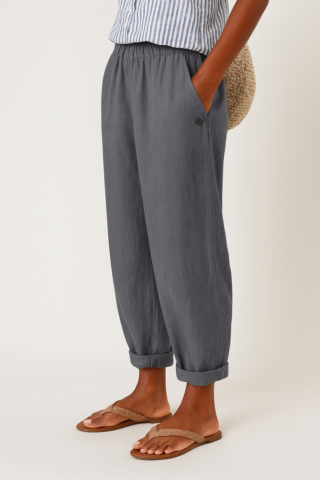 MOREAU LYON | PANTALON FUSELÉ EN LIN MÉLANGÉ POUR FEMMES