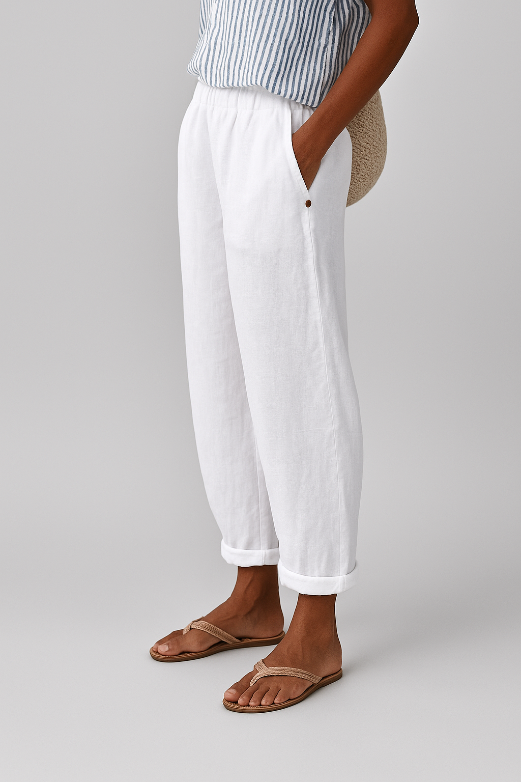 MOREAU LYON | PANTALON FUSELÉ EN LIN MÉLANGÉ POUR FEMMES