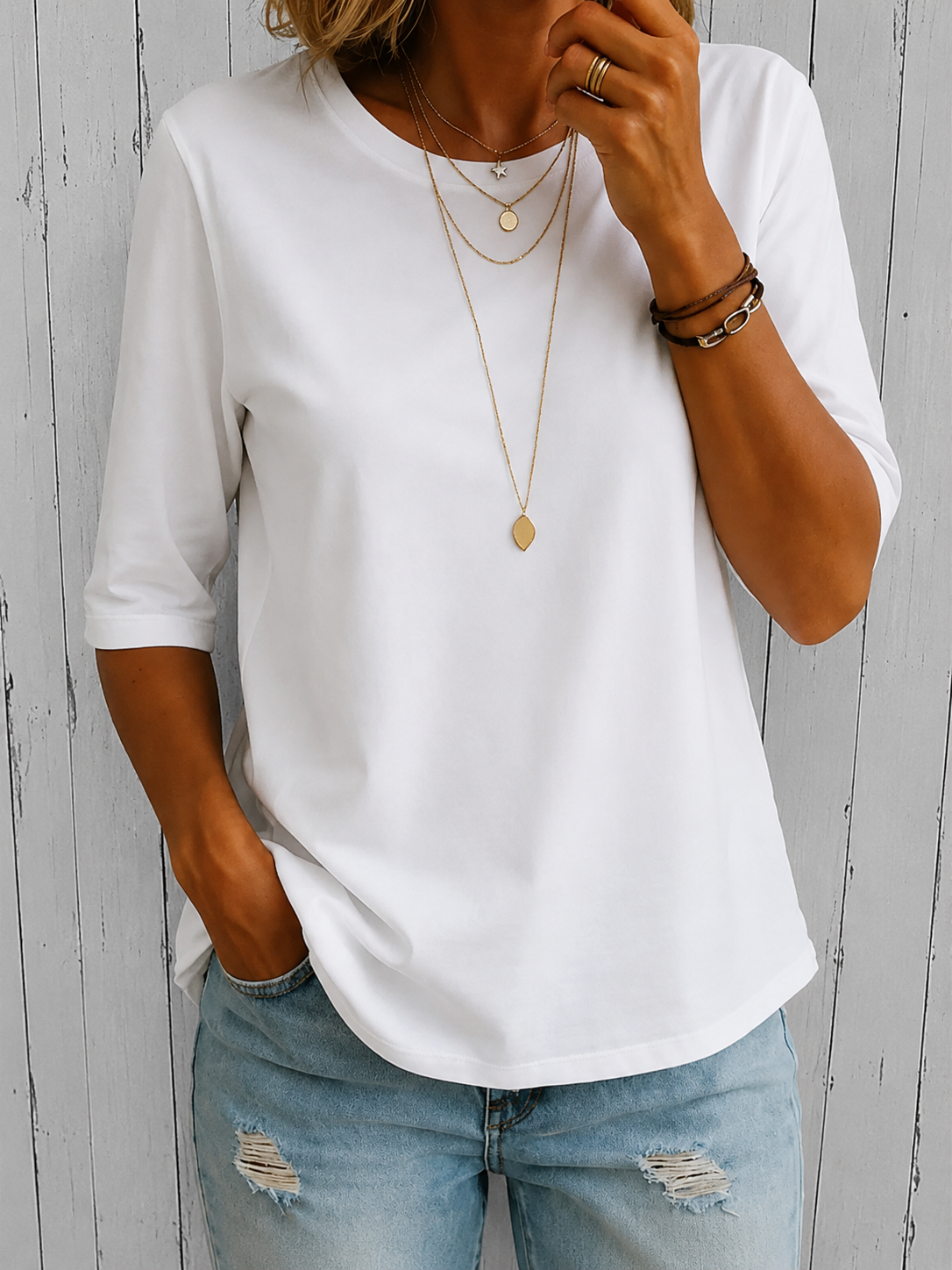 VIDAL BORDEAUX | T-SHIRT À MANCHES MI-LONGUES POUR FEMMES