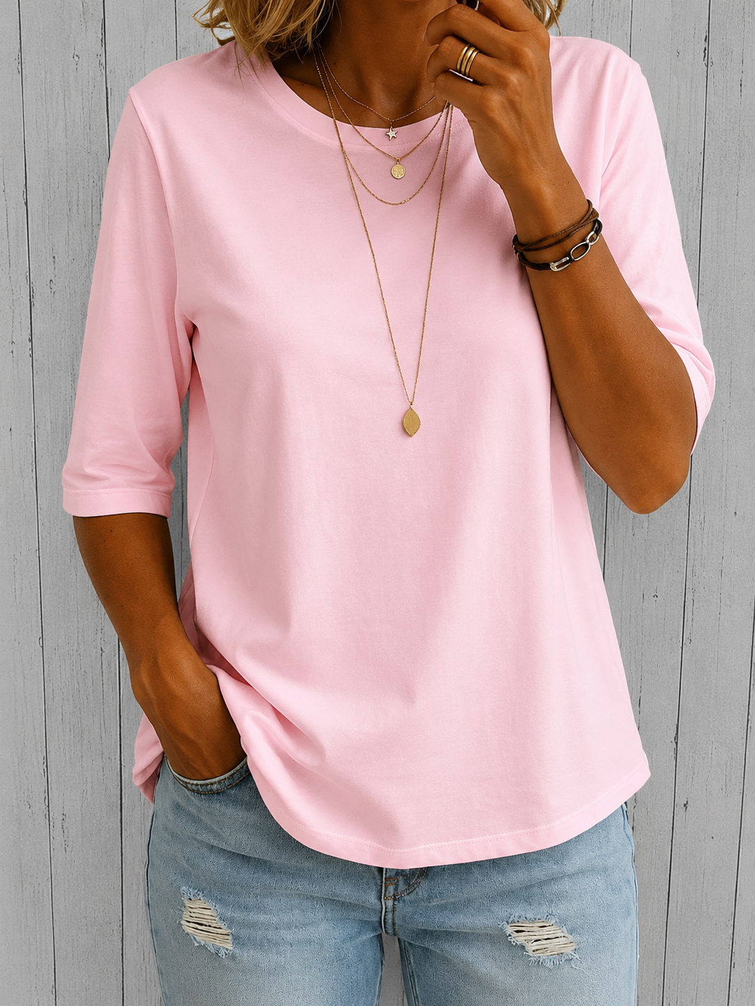 VIDAL BORDEAUX | T-SHIRT À MANCHES MI-LONGUES POUR FEMMES