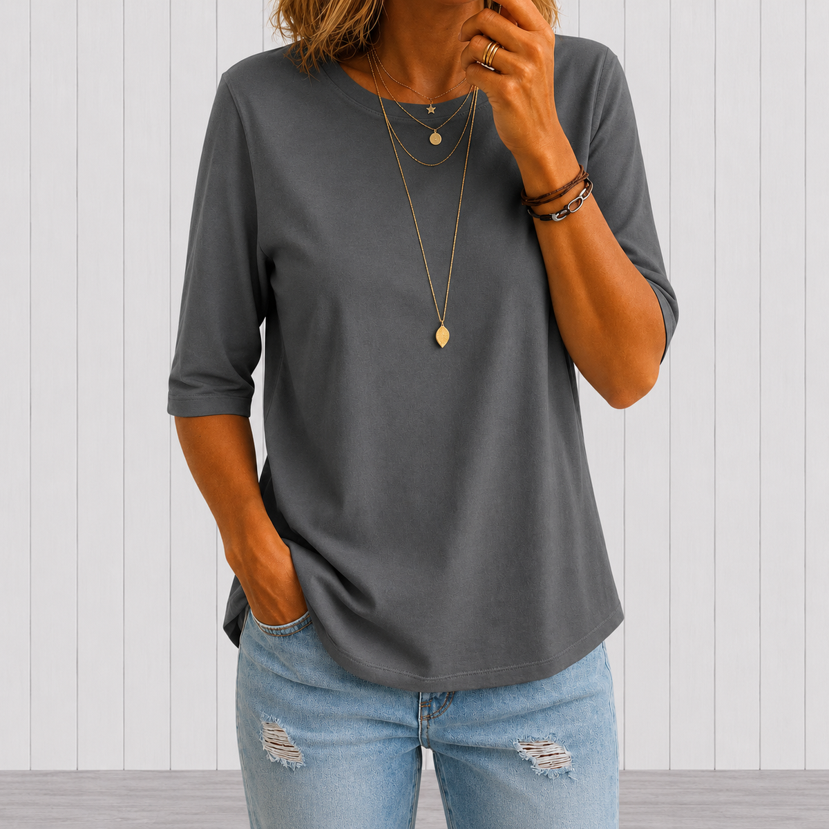 VIDAL BORDEAUX | T-SHIRT À MANCHES MI-LONGUES POUR FEMMES