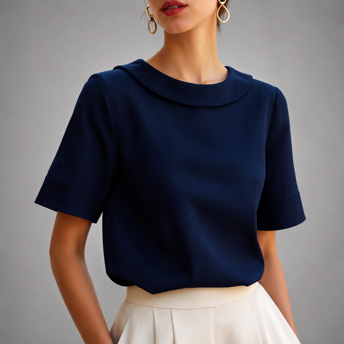 VIDAL BORDEAUX | CHIC BLOUSE À COL ROND POUR FEMMES