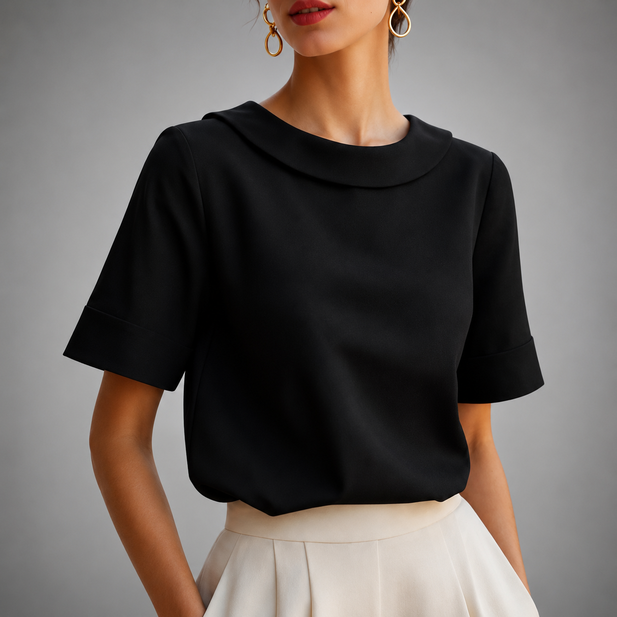 VIDAL BORDEAUX | CHIC BLOUSE À COL ROND POUR FEMMES