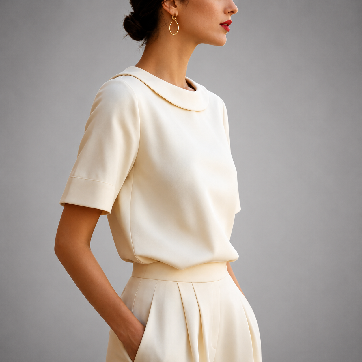 VIDAL BORDEAUX | CHIC BLOUSE À COL ROND POUR FEMMES