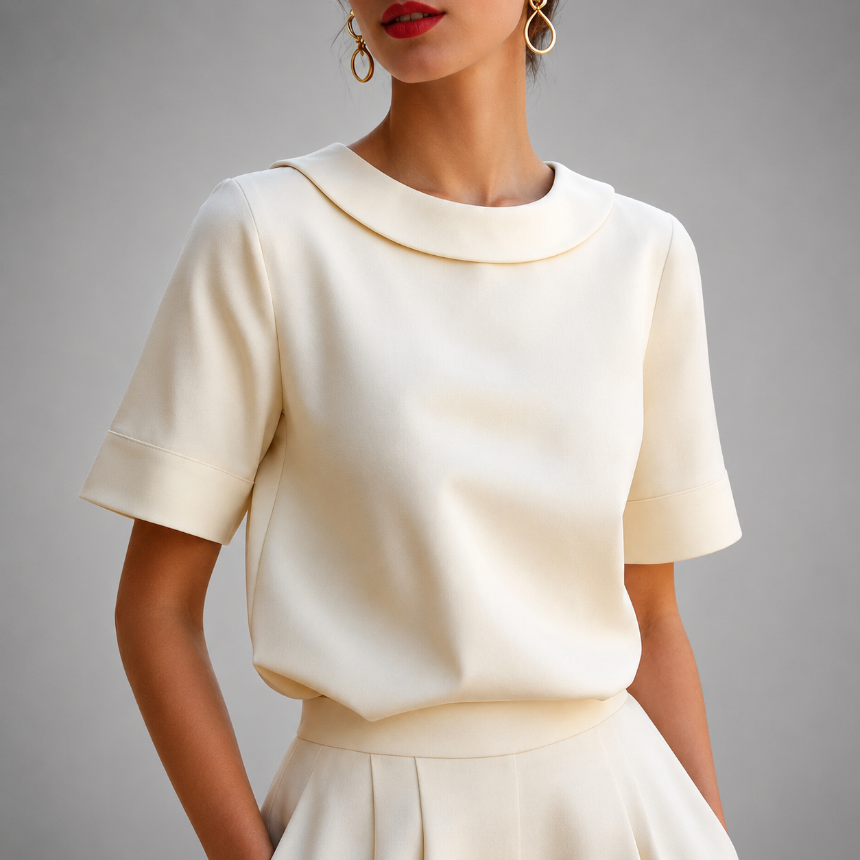 VIDAL BORDEAUX | CHIC BLOUSE À COL ROND POUR FEMMES