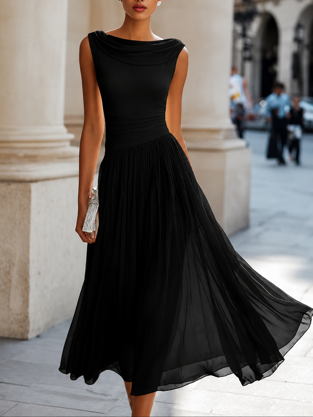 VIDAL BORDEAUX | ROBE MIDI ÉLÉGANTE CHIC POUR FEMMES