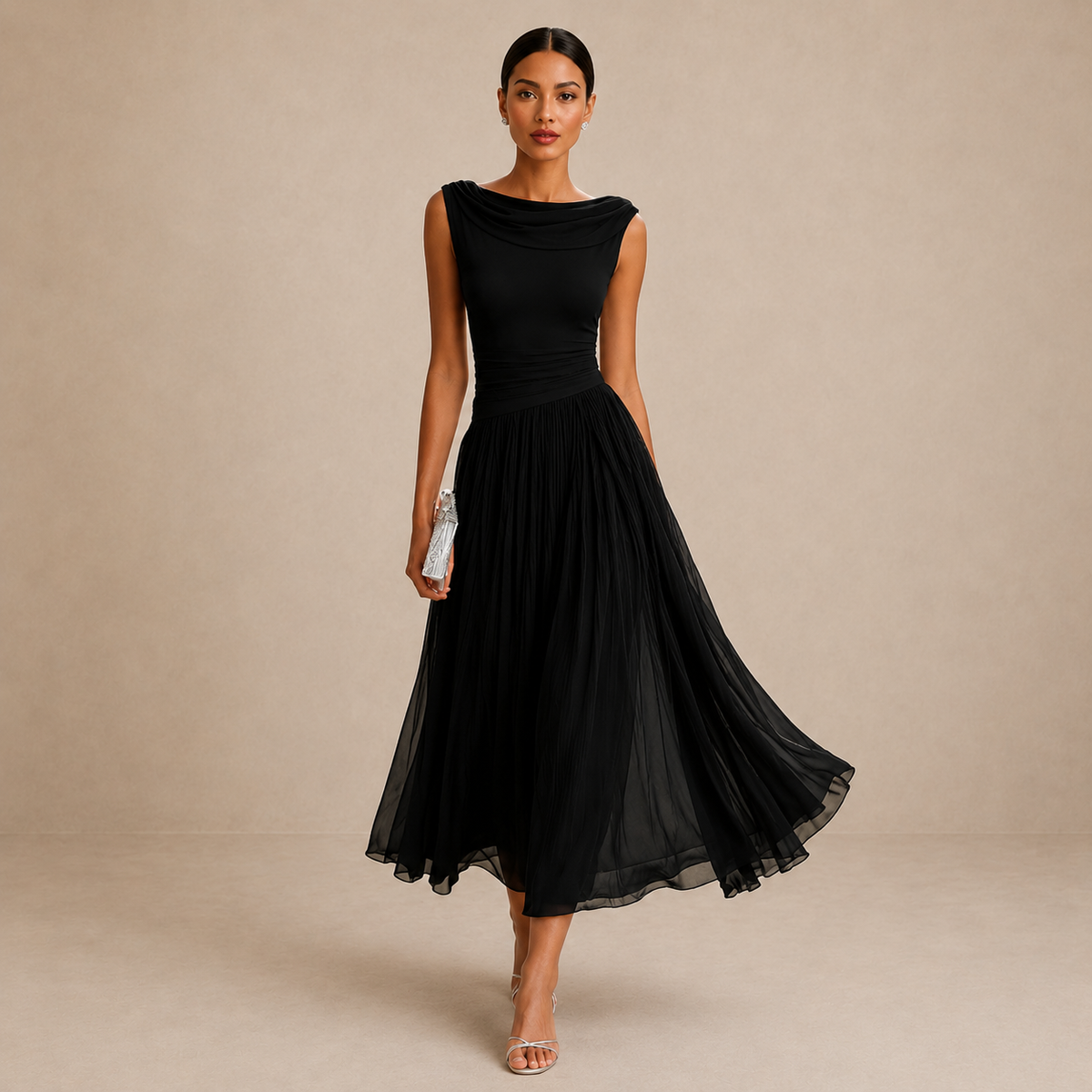 VIDAL BORDEAUX | ROBE MIDI ÉLÉGANTE CHIC POUR FEMMES