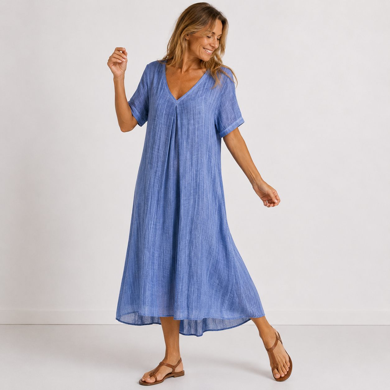VIDAL BORDEAUX | CLASSIQUE ROBE À COL EN V POUR FEMMES