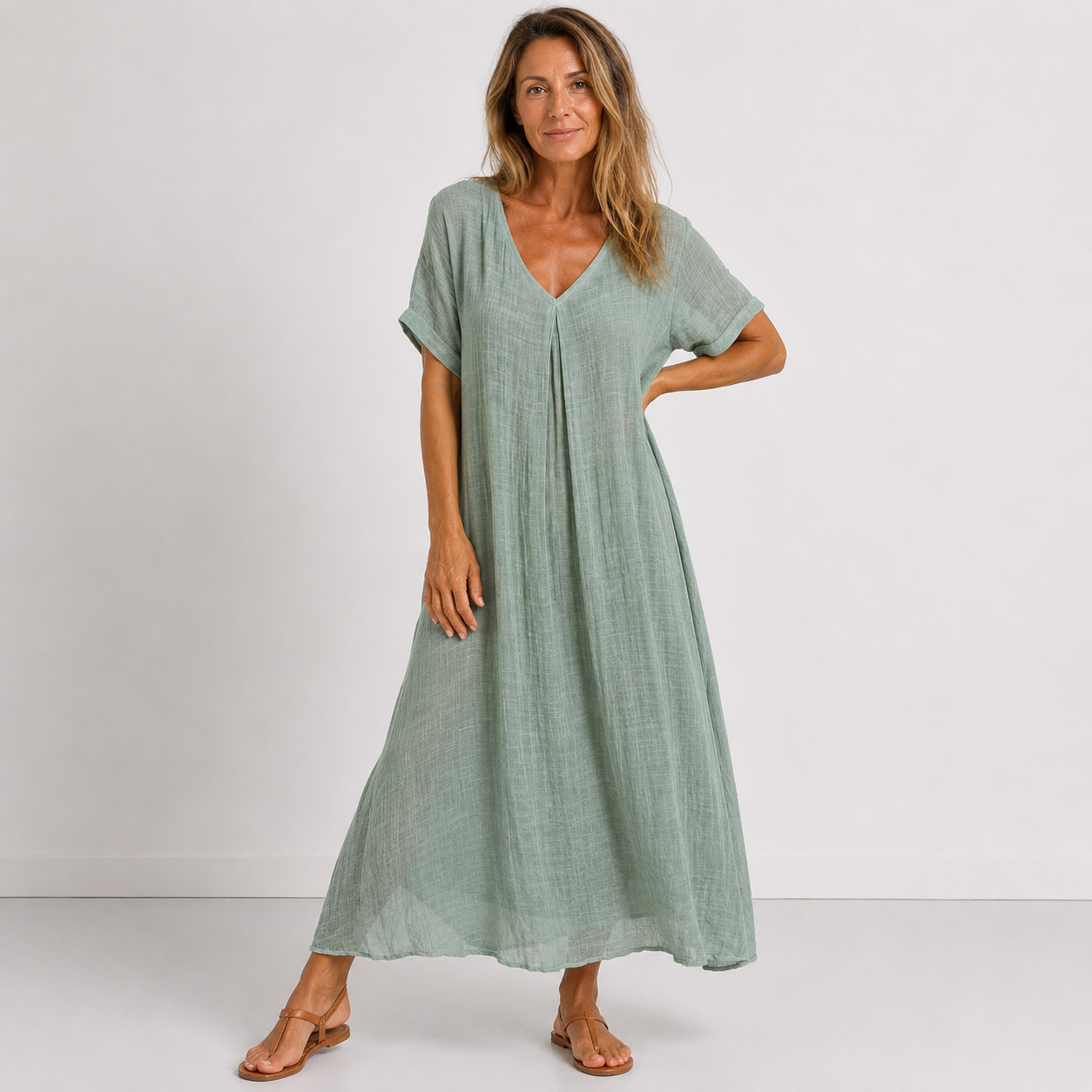 VIDAL BORDEAUX | CLASSIQUE ROBE À COL EN V POUR FEMMES