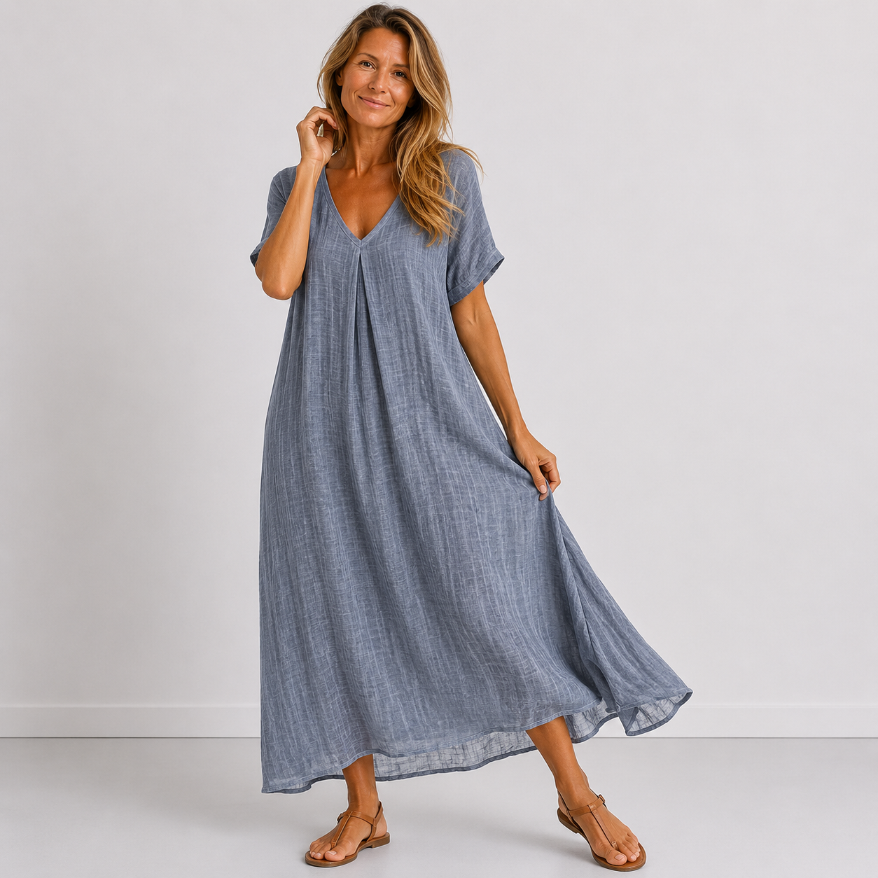 VIDAL BORDEAUX | CLASSIQUE ROBE À COL EN V POUR FEMMES