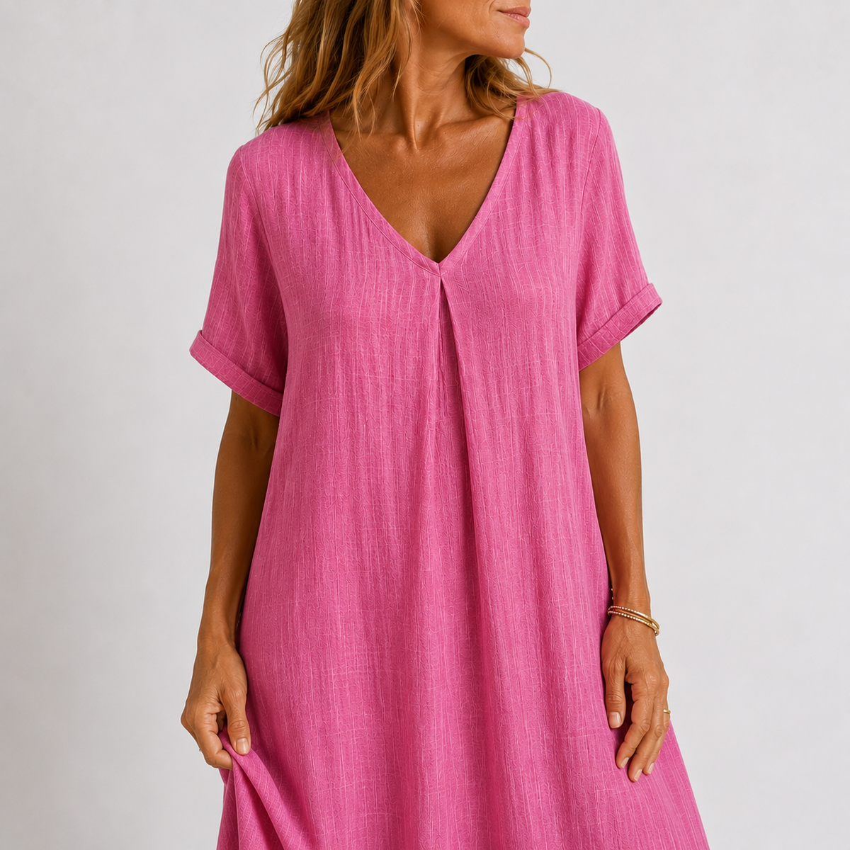 VIDAL BORDEAUX | CLASSIQUE ROBE À COL EN V POUR FEMMES