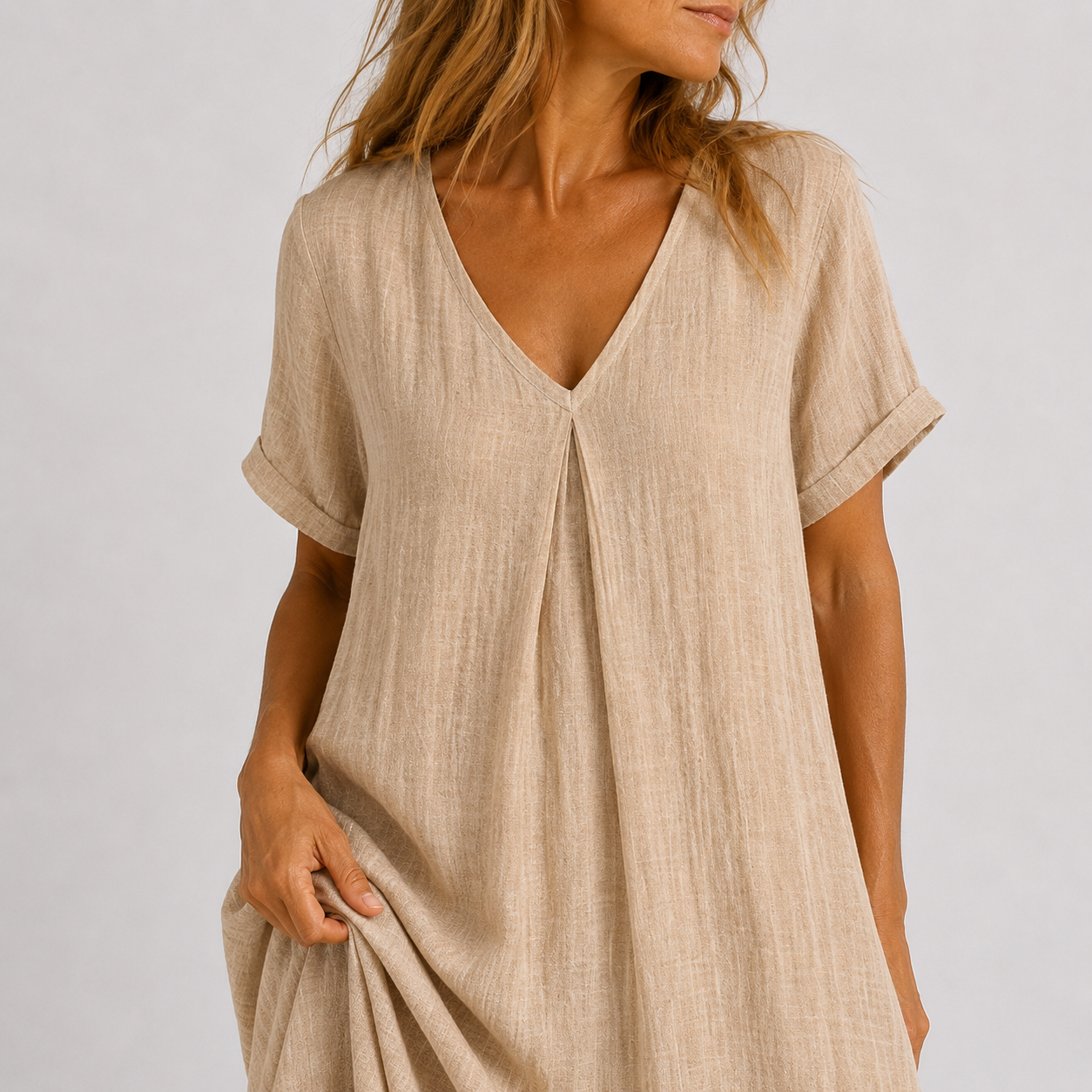 VIDAL BORDEAUX | CLASSIQUE ROBE À COL EN V POUR FEMMES