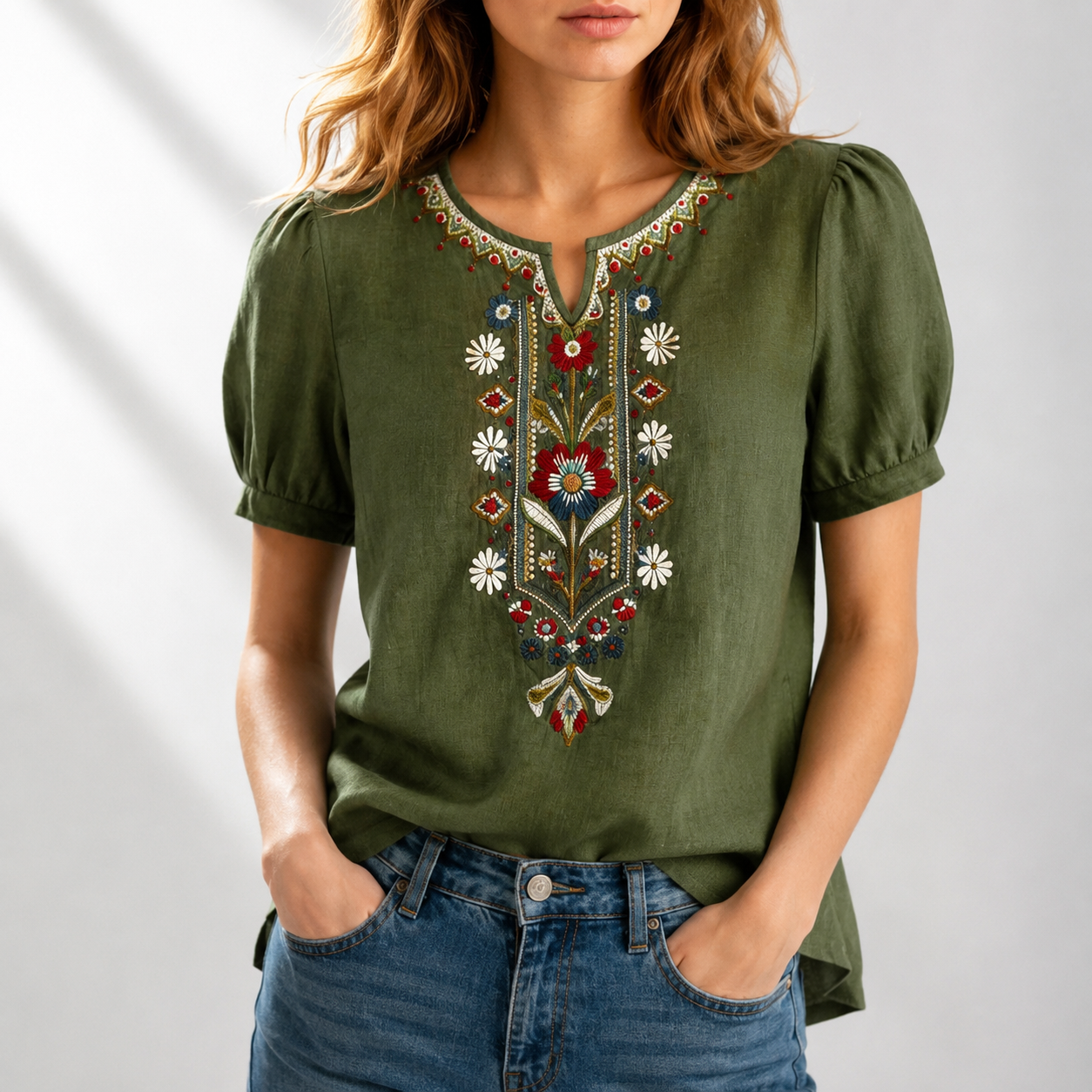 VIDAL BORDEAUX | BLOUSE À BRODERIES FLORALES POUR FEMMES