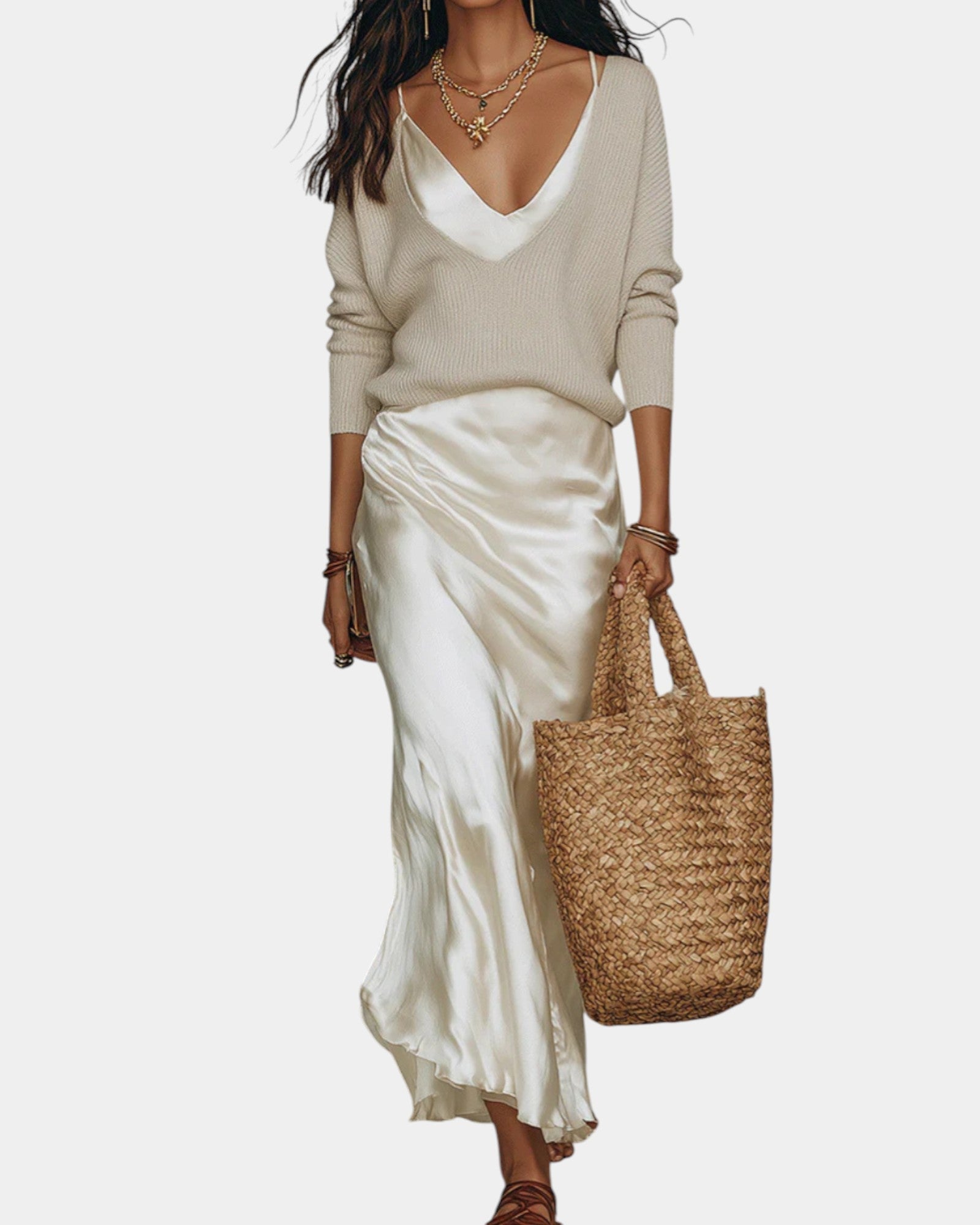 MOREAU LYON | ROBE EN SATIN AVEC BLOUSE POUR FEMME