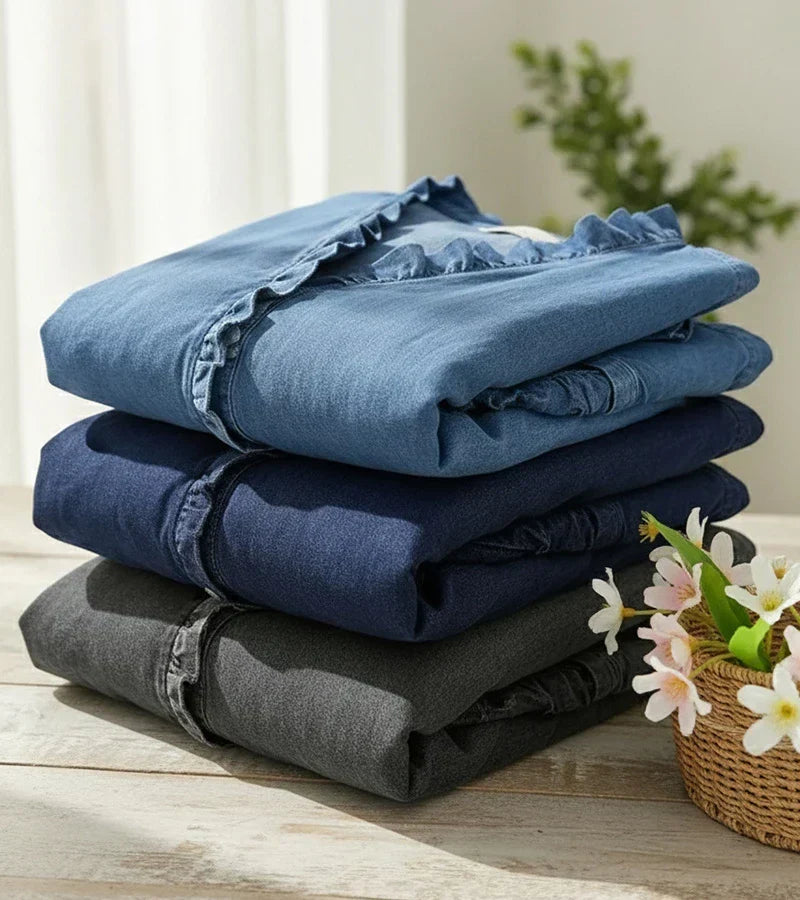VIDAL BORDEAUX | BLOUSE EN DENIM COL V POUR FEMME