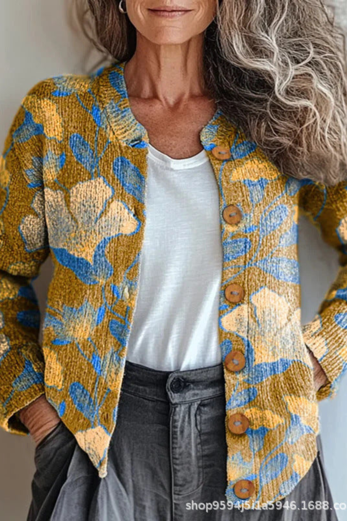 Petronella™ | Cardigan en Tricot Patchwork Floral