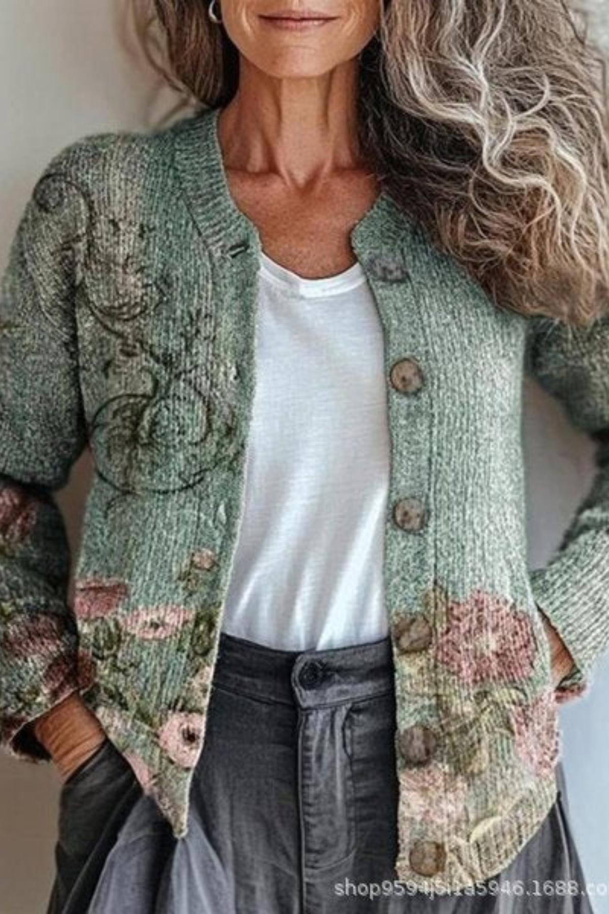 Petronella™ | Cardigan en Tricot Patchwork Floral
