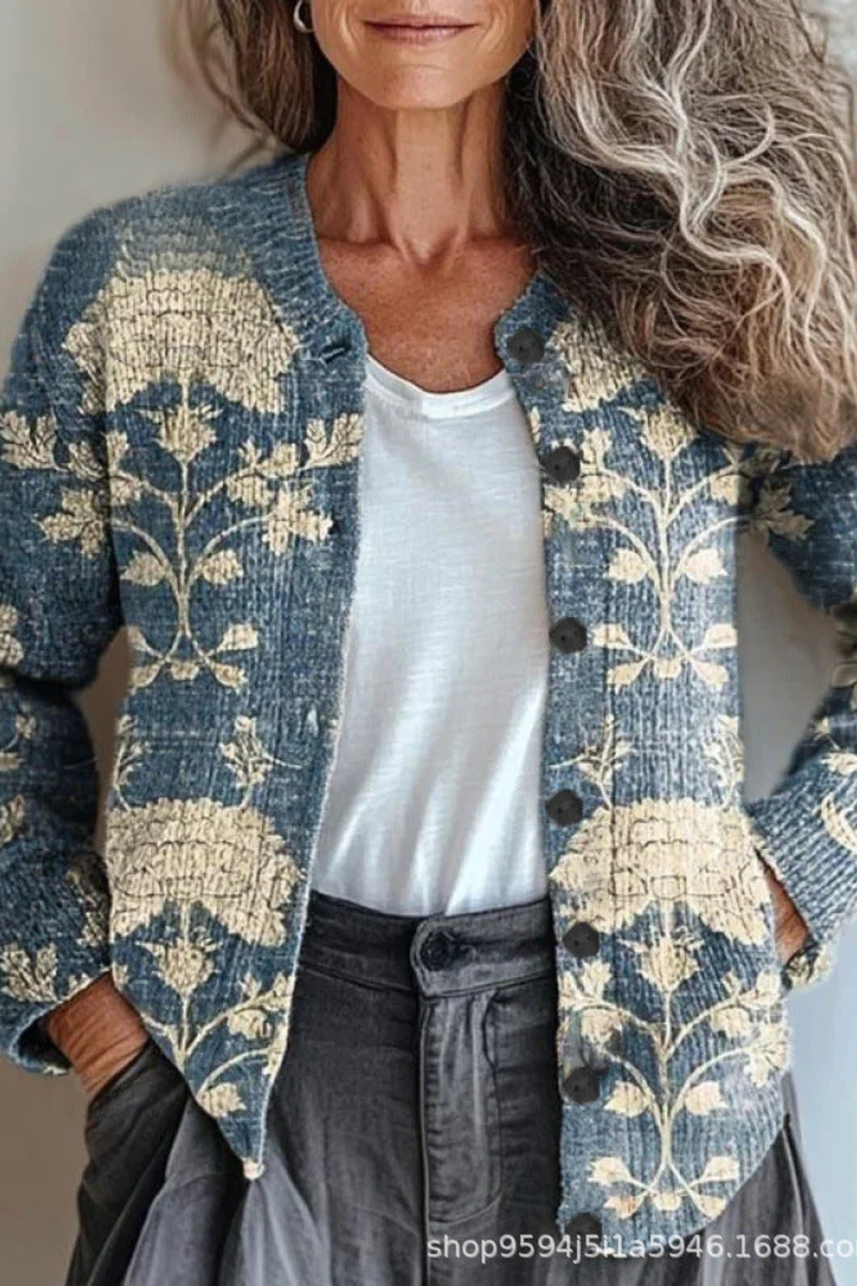 Petronella™ | Cardigan en Tricot Patchwork Floral