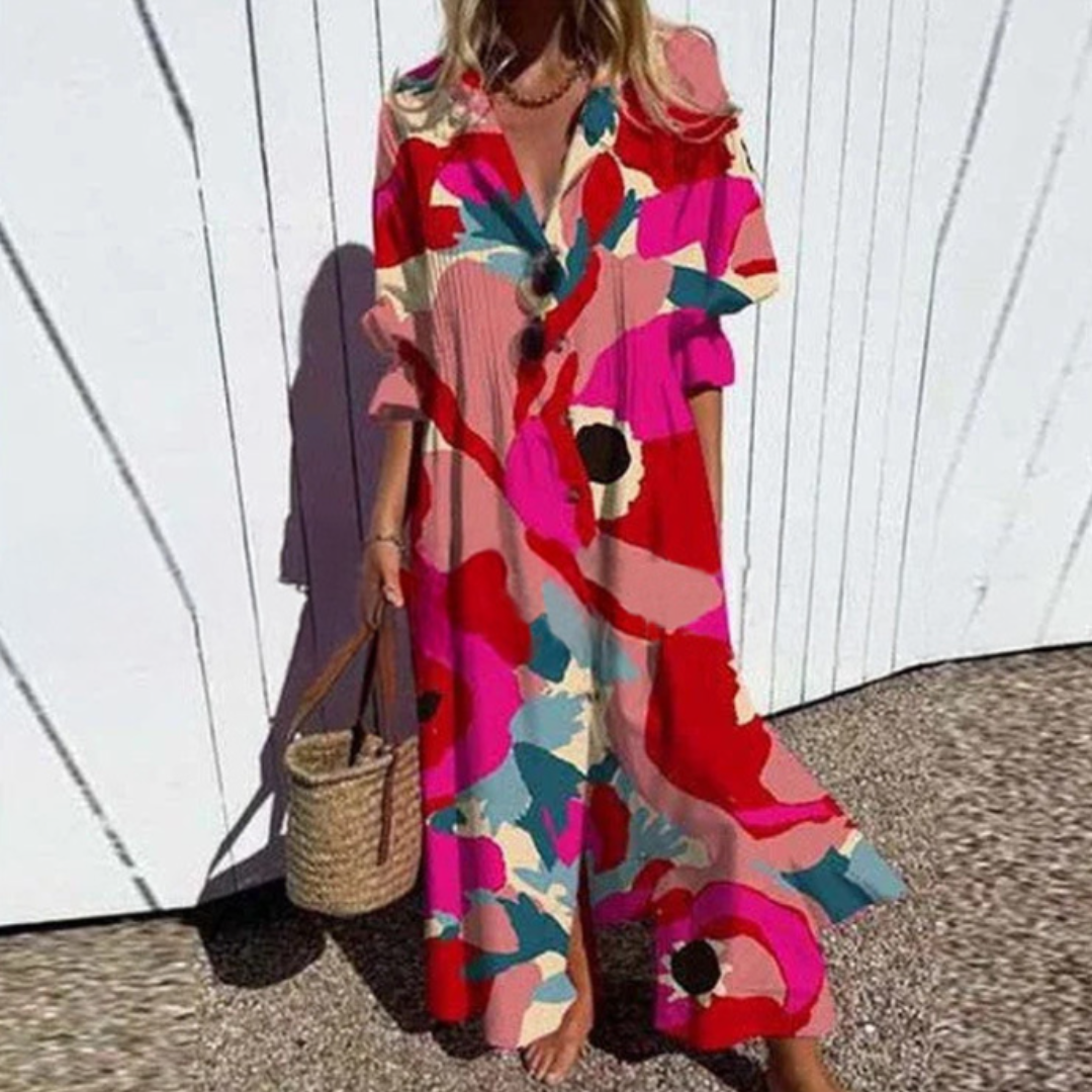 VIDAL BORDEAUX | ROBE MAXI IMPRIMÉE POUR FEMMES