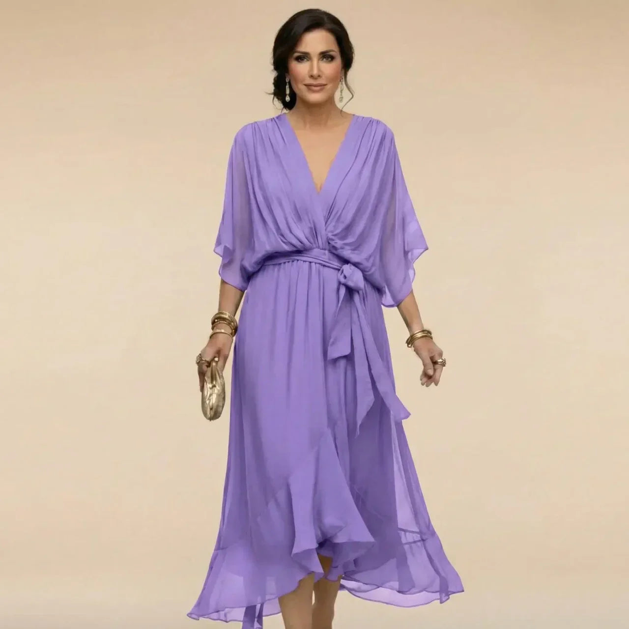 MOREAU LYON | ROBE EN CHIFFON V POUR FEMMES