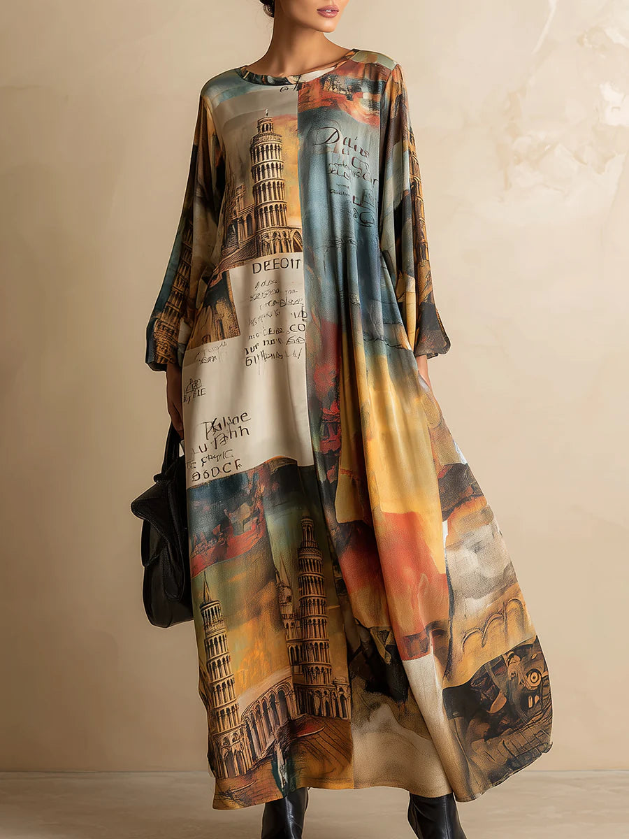 Robe maxi décontractée et élégante avec imprimé de style urbain