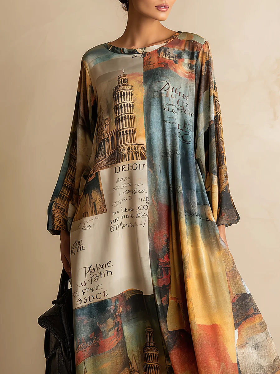 Robe maxi décontractée et élégante avec imprimé de style urbain
