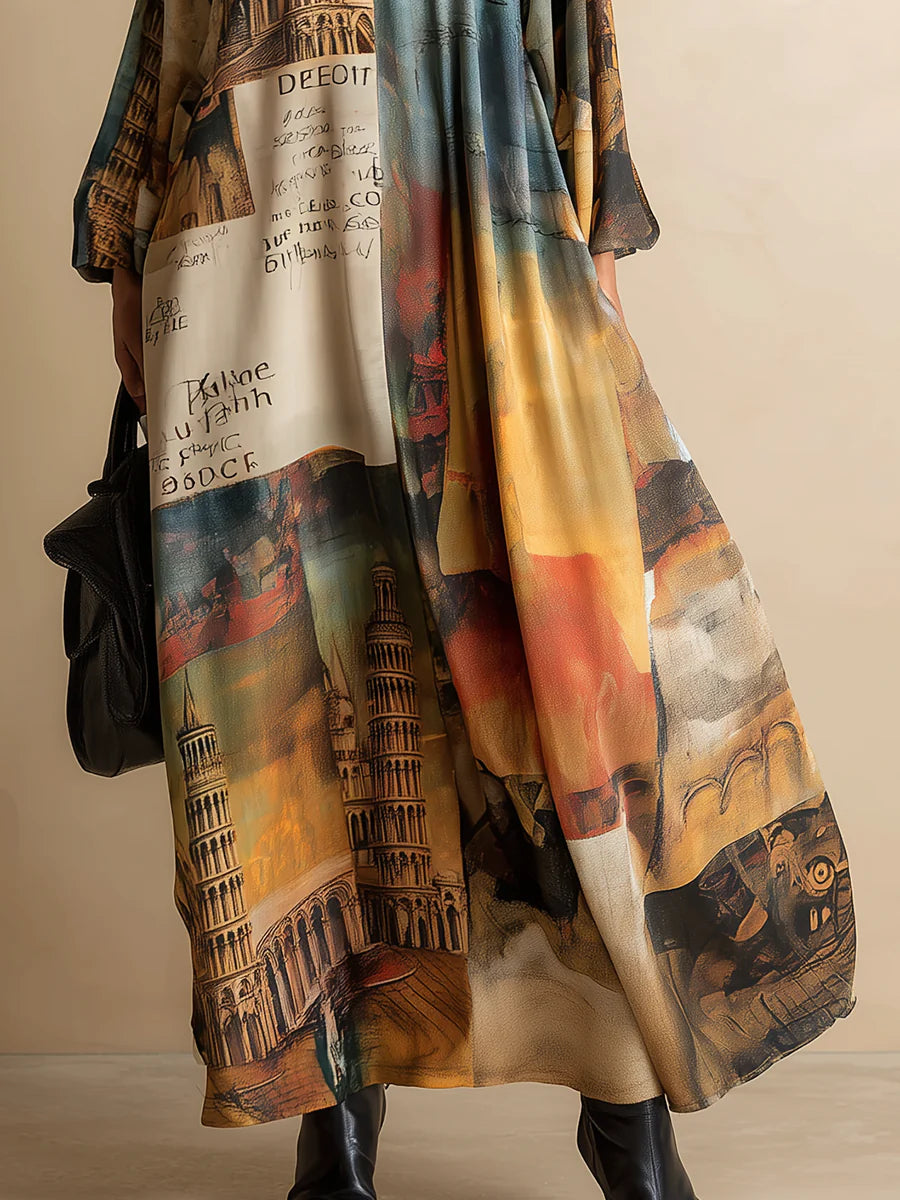 Robe maxi décontractée et élégante avec imprimé de style urbain