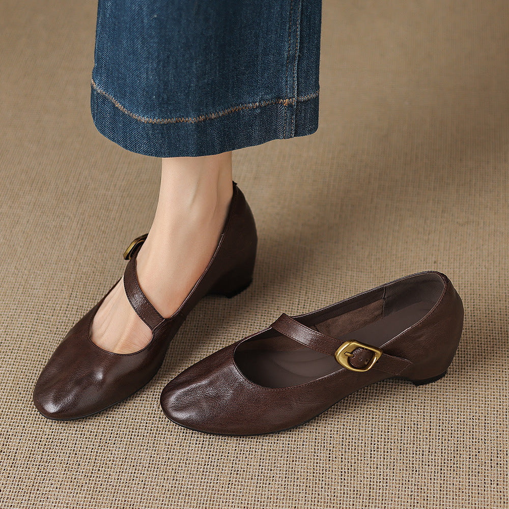 Eloise | Ballerines Mary Jane à bout rond avec boucle