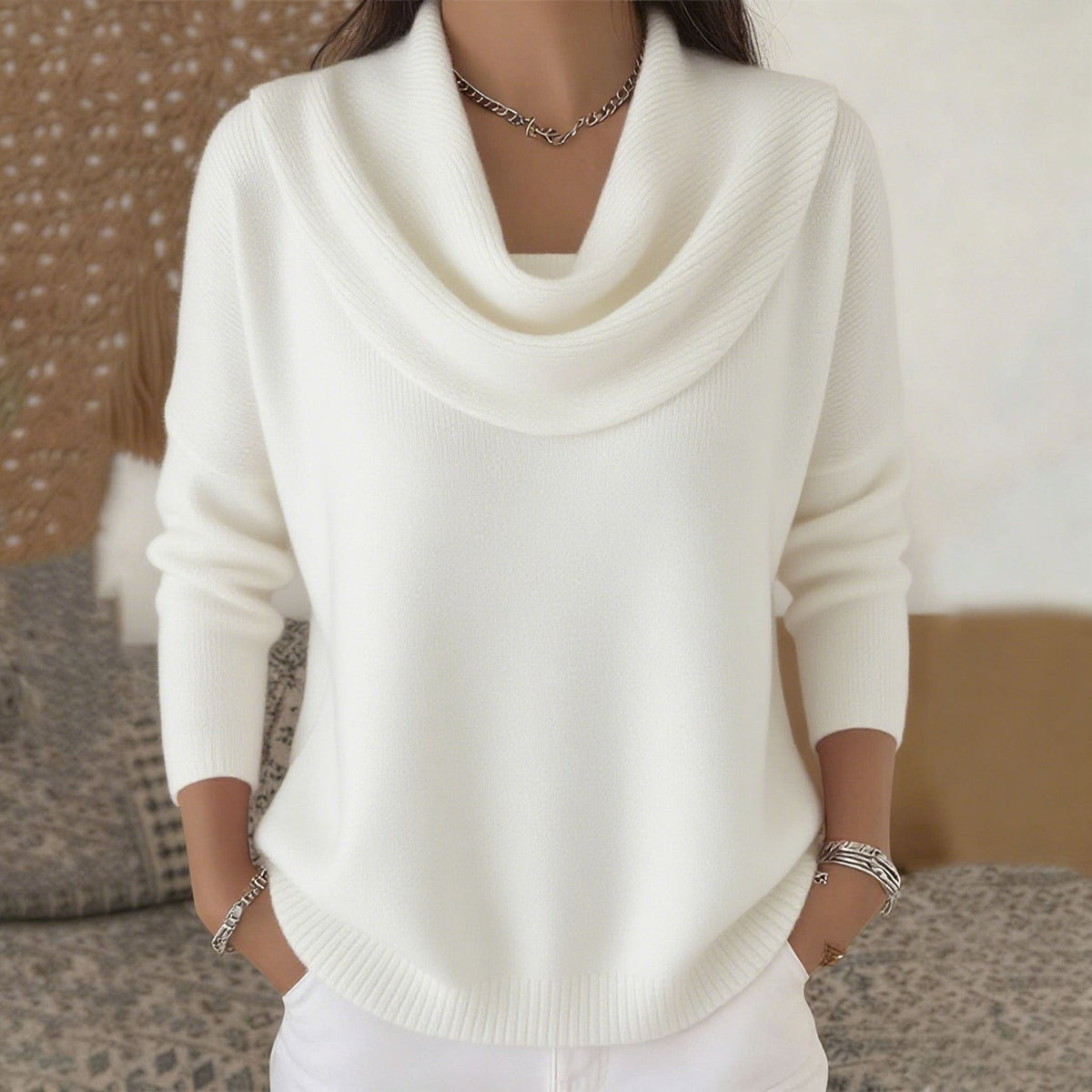 Vivienne | Pull en Tricot à Col Bénitier