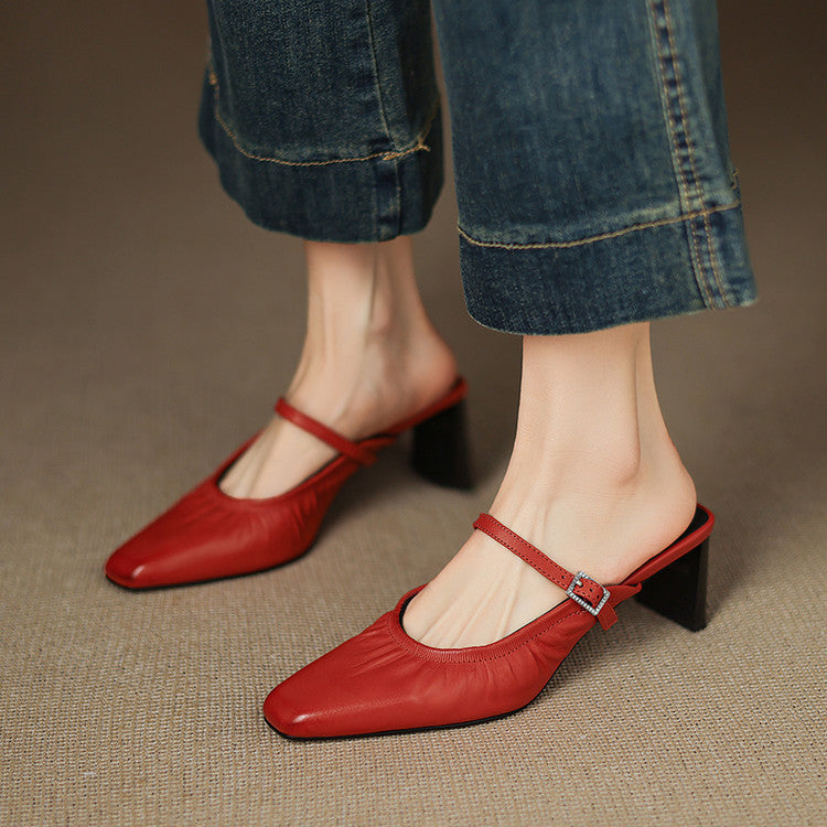 Elsa | Mules à Bretelles Plissées