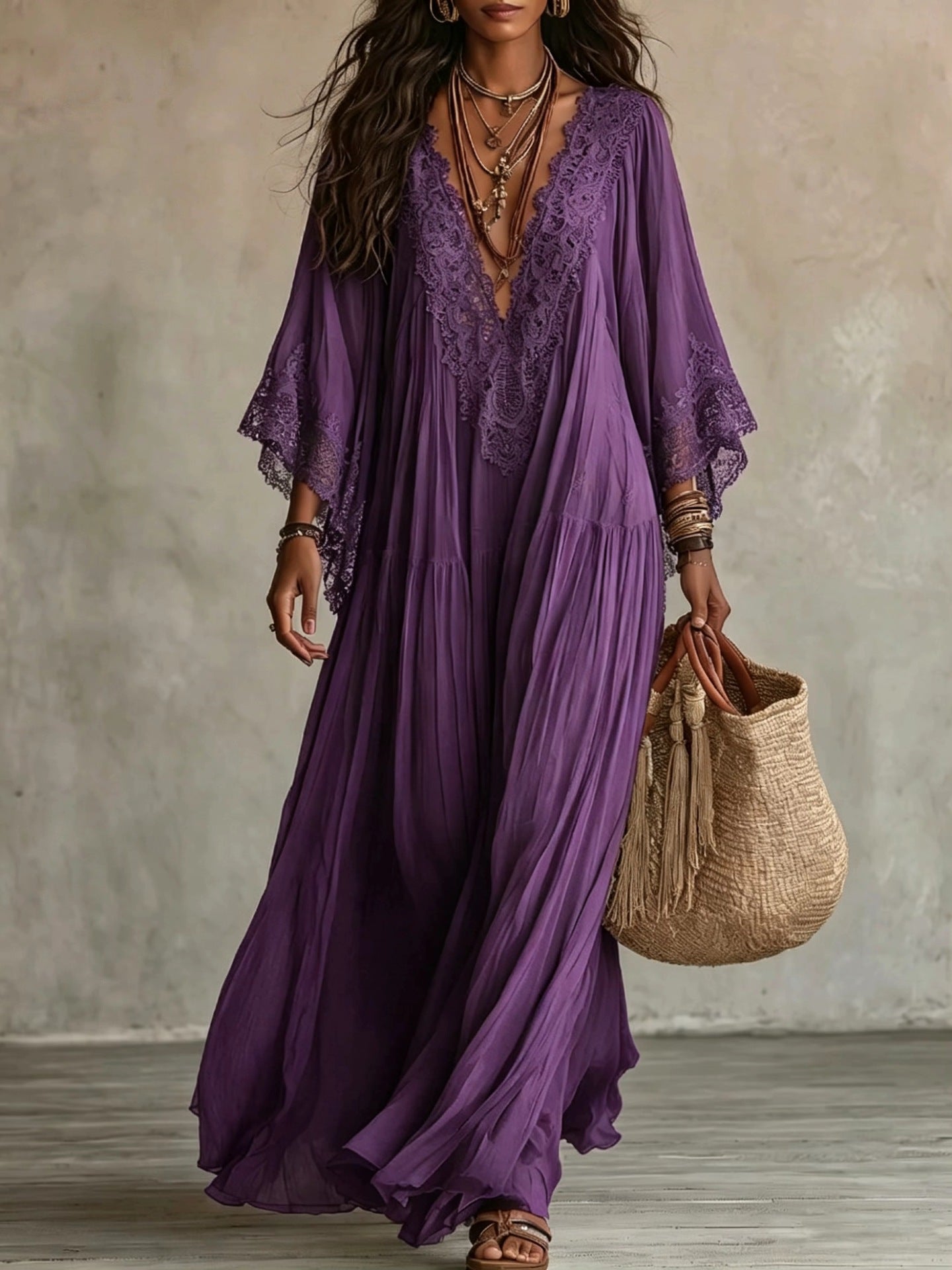 MOREAU LYON | ROBE MAXI AVEC DENTELLE POUR FEMMES