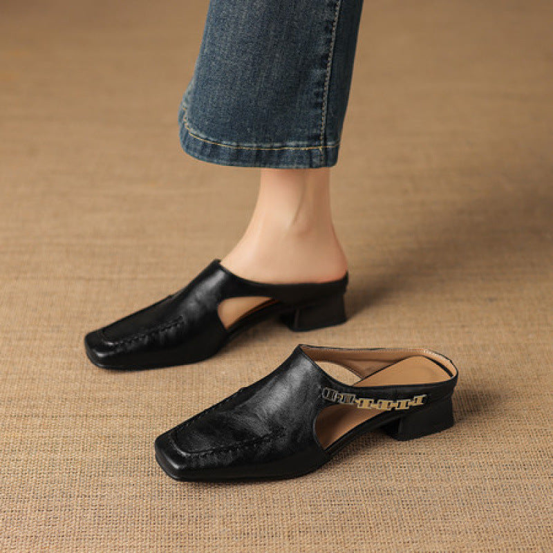 Vivienne | Mules à Talon Ouvert à Bout Carré