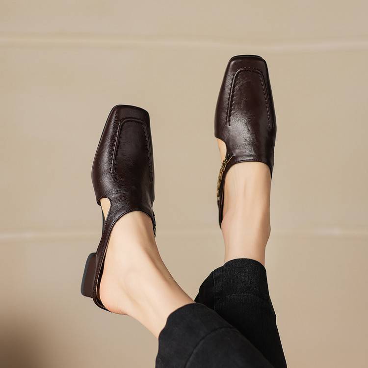 Vivienne | Mules à Talon Ouvert à Bout Carré