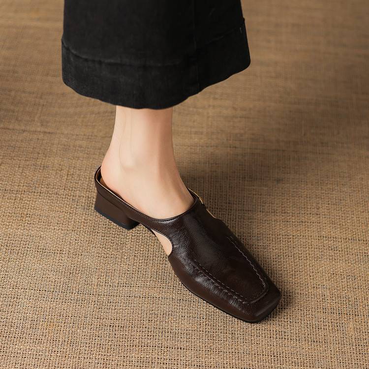 Vivienne | Mules à Talon Ouvert à Bout Carré