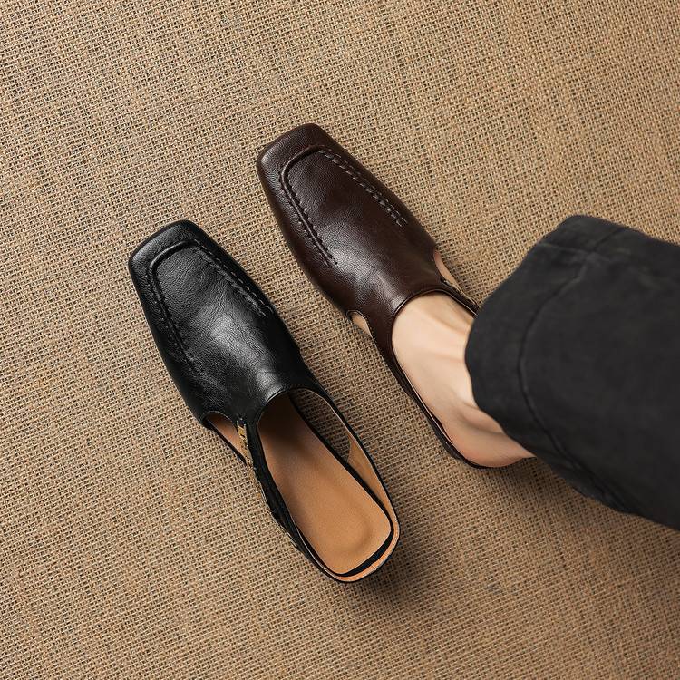 Vivienne | Mules à Talon Ouvert à Bout Carré