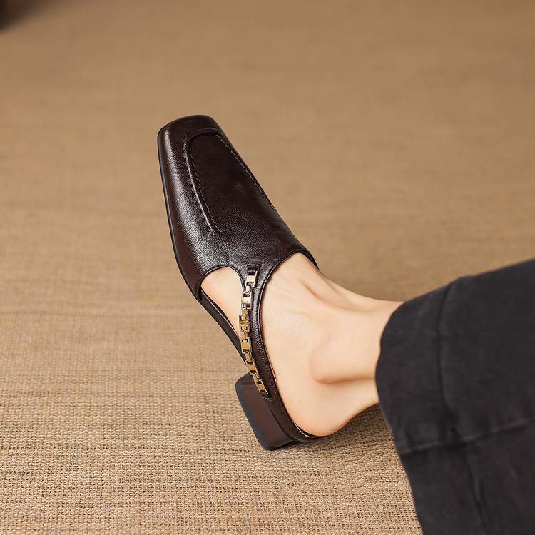 Vivienne | Mules à Talon Ouvert à Bout Carré