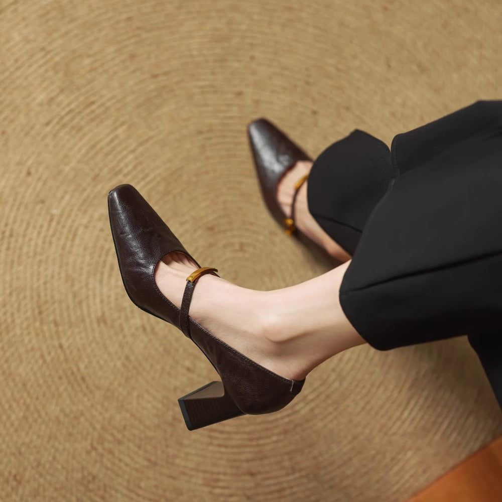 Elise | Talons Mary Jane à talon bloc classique