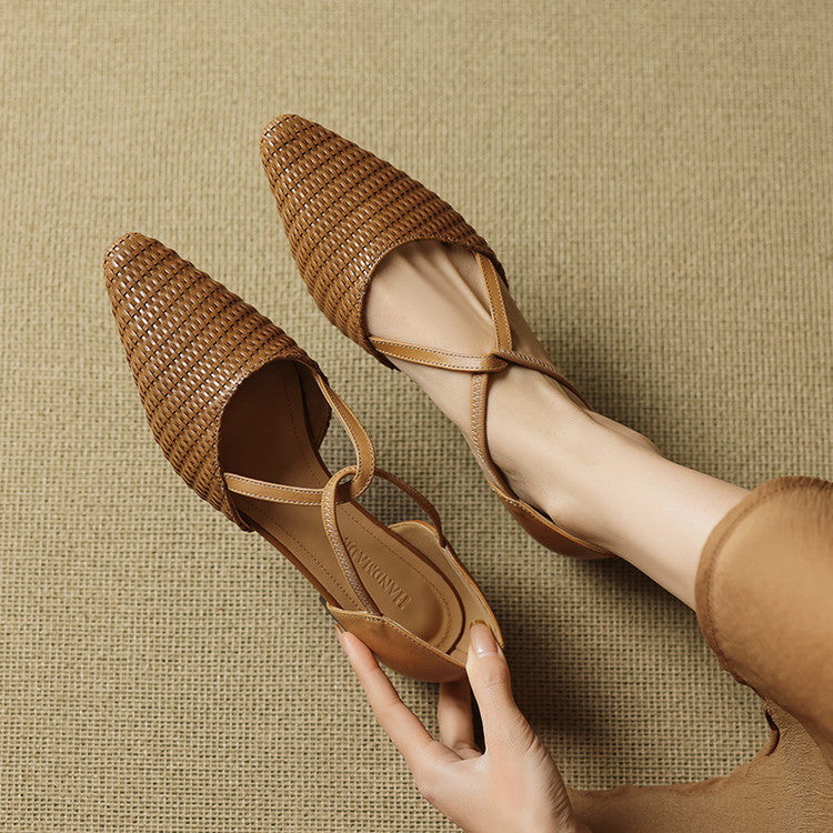 Elodie | Talons T-Strap Tissés