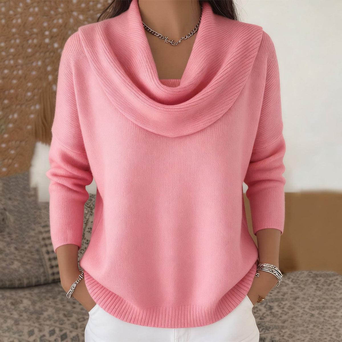 Vivienne | Pull en Tricot à Col Bénitier