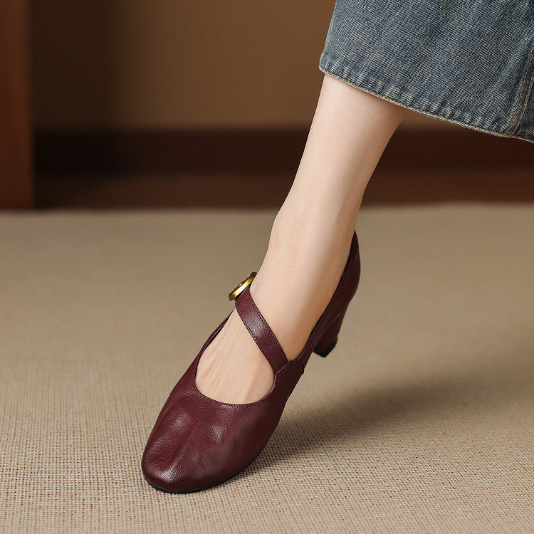 Eloise | Ballerines Mary Jane à bout rond avec boucle