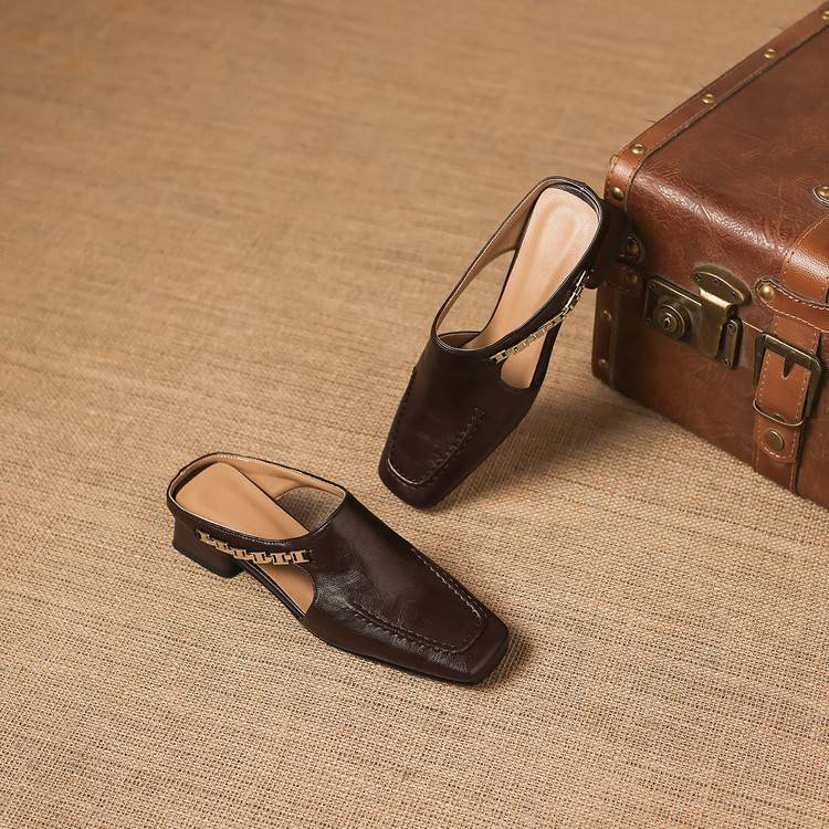 Vivienne | Mules à Talon Ouvert à Bout Carré