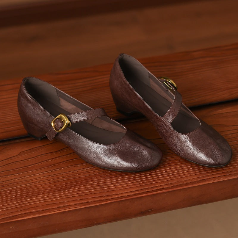 Eloise | Ballerines Mary Jane à bout rond avec boucle