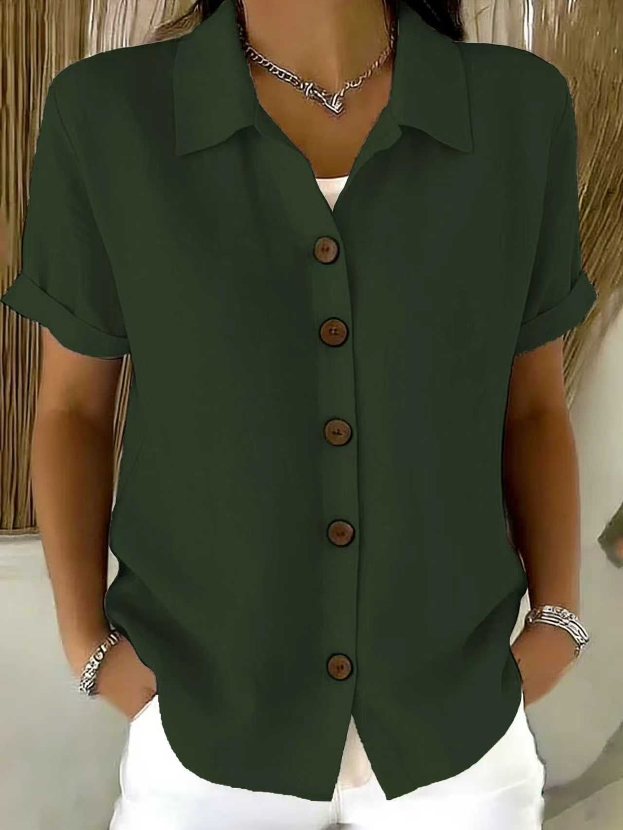 VIDAL BORDEAUX | CHEMISE À MANCHES COURTES AVEC COL POUR FEMMES