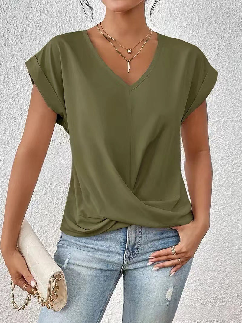 VIDAL BORDEAUX | T-SHIRT À COL EN V ÉLÉGANT POUR FEMME